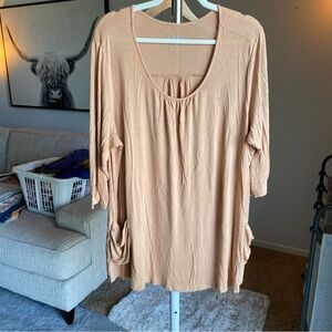 LOGO Loose 3/4 Sleeve W/ Pockets Camel 2XP